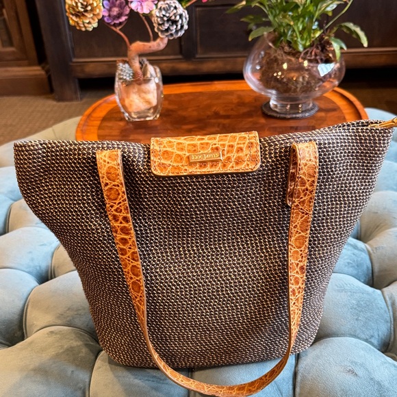 Eric Javits Black and Tan Woven Tote - Picture 2 of 5